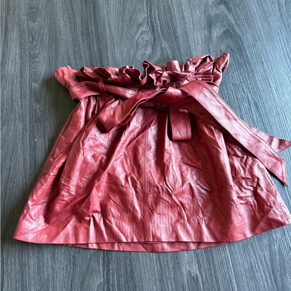 Alice + Olivia Deep Red Faux Leather Mini Skirt